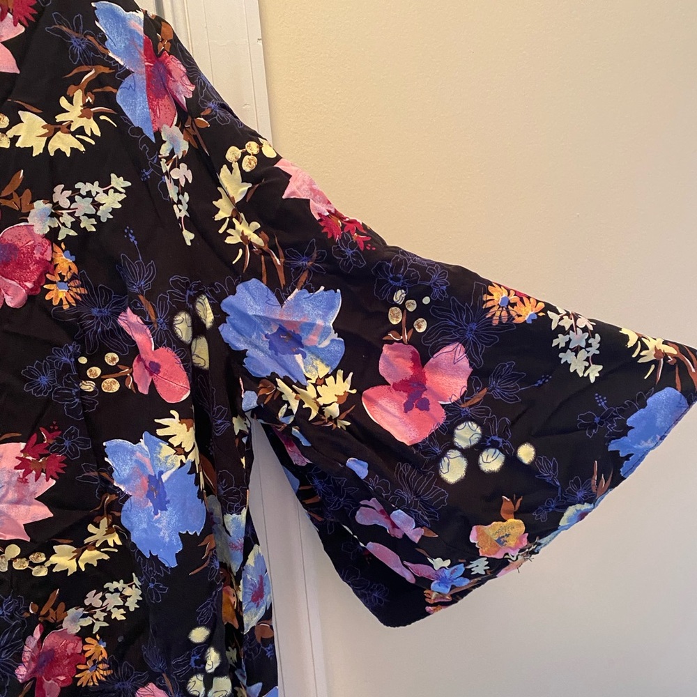 Black Blouse with Floral Pattern